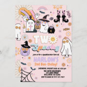 Retro Groovy Twee Spooky Halloween 2e Verjaardag Kaart (Voorkant / Achterkant)