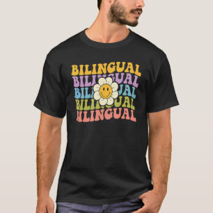 Retro Groovy tweetalige leraren terug naar school T-shirt