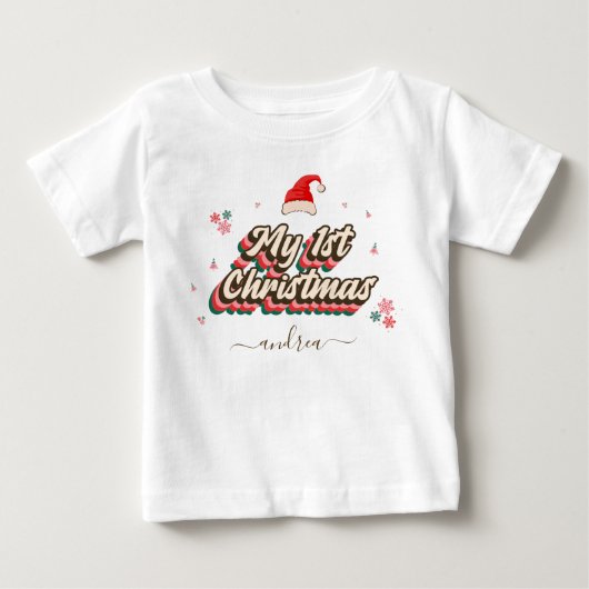 Retro Groovy Typografie 1e Kerst Meisjesnaam  (Voorkant)