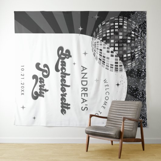 Retro Groovy Typografie Disco Bachelorette Party T Wandkleed (In Situ (horizontaal))