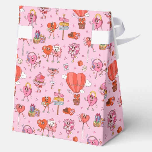 Retro Groovy Valentijn Cartoons Bedankdoosjes (Achterkant)