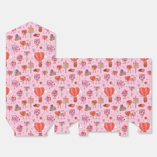 Retro Groovy Valentijn Cartoons Bedankdoosjes (Ongevouwen)