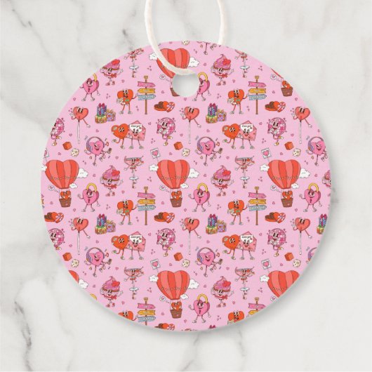 Retro Groovy Valentijn Cartoons Bedankjes Labels (Achterkant)