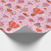 Retro Groovy Valentijn Cartoons Cadeaupapier (Hoek)