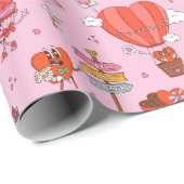 Retro Groovy Valentijn Cartoons Cadeaupapier (Rol Hoek)