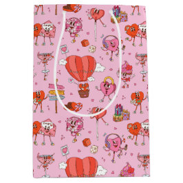 Retro Groovy Valentijn Cartoons Medium Cadeauzakje