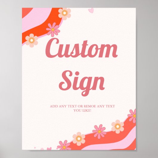 Retro Groovy valentijn hart Custom party teken Poster (Voorkant)