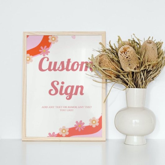 Retro Groovy valentijn hart Custom party teken Poster