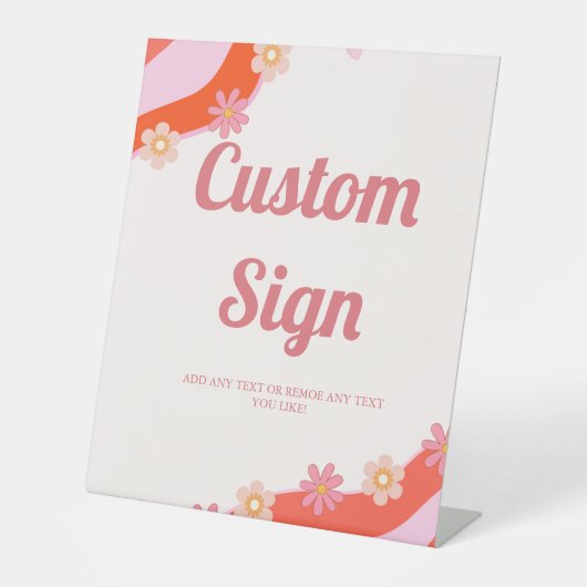 Retro Groovy valentijn hart Custom party teken Reclamebord Met Voetstuk (Voorkant)