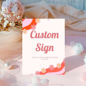 Retro Groovy valentijn hart Custom party teken Reclamebord Met Voetstuk