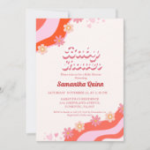 Retro Groovy Valentijn Sweetheart Baby shower Inv Kaart (Voorkant)