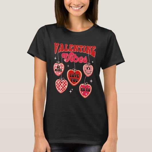 Retro Groovy Valentijn Vibes Heart Snoep Valentijn T-shirt (Voorkant)