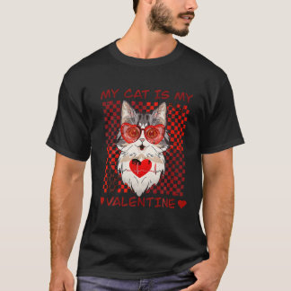 Retro Groovy Valentijnsdag Hippie Cat Funny Match T-shirt