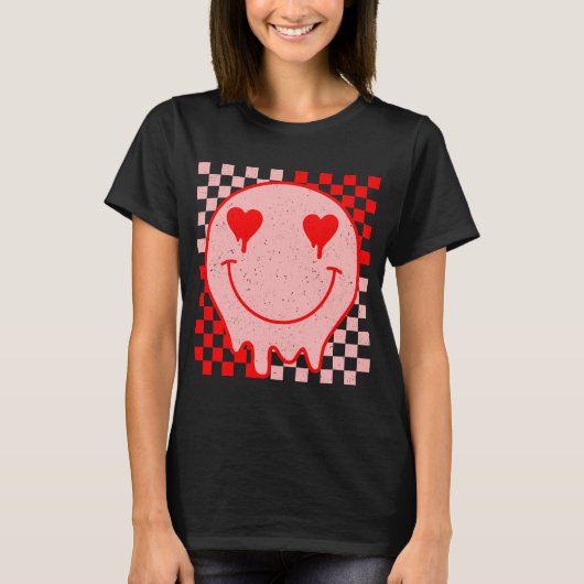 Retro Groovy Valentijnsdag Hippie Heart Funny T-shirt (Voorkant)
