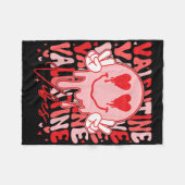 Retro Groovy Valentijnsstemming Hart Gezicht Manne Fleece Deken (Voorkant (Horizontaal))