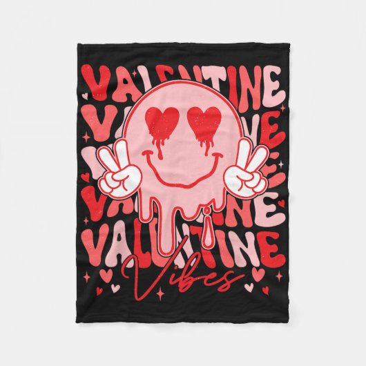 Retro Groovy Valentijnsstemming Hart Gezicht Manne Fleece Deken (Voorkant)