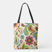 retro groovy veerpatroon tote bag (Achterkant)