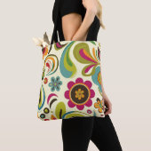 retro groovy veerpatroon tote bag (Dichtbij)