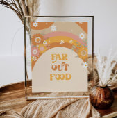 Retro groovy ver weg van voedselverjaardag poster