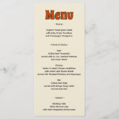 Retro Groovy Verbrand Oranje Bruiloft Menu (Voorkant)