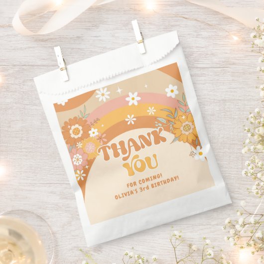 Retro groovy verjaardag bedankt bedankzakje (Geknipt)