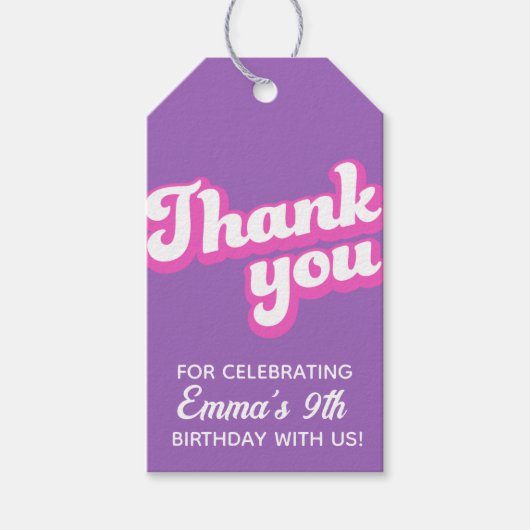 Retro Groovy Verjaardag Dank u Favor Cadeau Labels Cadeaulabel (Voorkant)