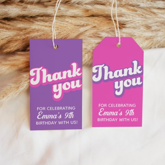 Retro Groovy Verjaardag Dank u Favor Cadeau Labels Cadeaulabel