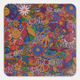 Retro Groovy Verjaardagsfeestje Jaren 60 Vierkante Sticker