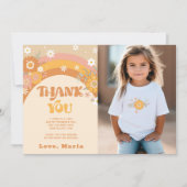 Retro groovy verjaardagsfoto dank u kaart (Voorkant)