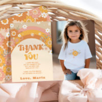 Retro groovy verjaardagsfoto dank u kaart