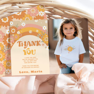 Retro groovy verjaardagsfoto dank u kaart