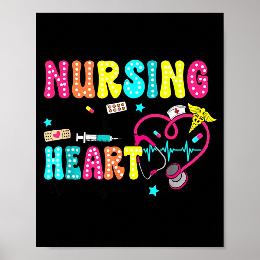 Retro Groovy Verpleging Is Een Werk Van Hart Va Ve Poster (Voorkant)