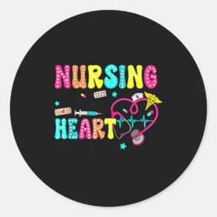 Retro Groovy Verpleging Is Een Werk Van Hart Va Ve Ronde Sticker