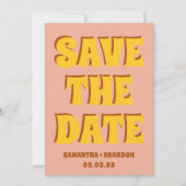 Retro Groovy Vet & Fel Boho Bruiloft Qr Code Save The Date (Voorkant)