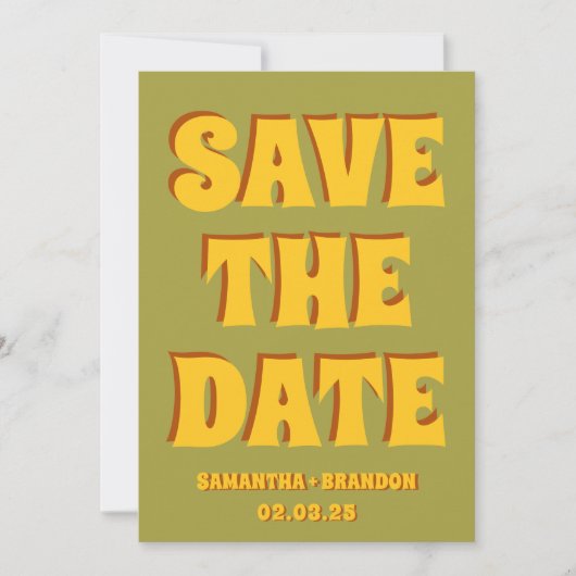 Retro Groovy Vet & Fel Boho Bruiloft Qr Code Save The Date (Voorkant)