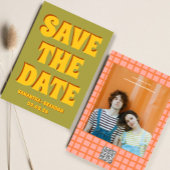 Retro Groovy Vet & Fel Boho Bruiloft Qr Code Save The Date