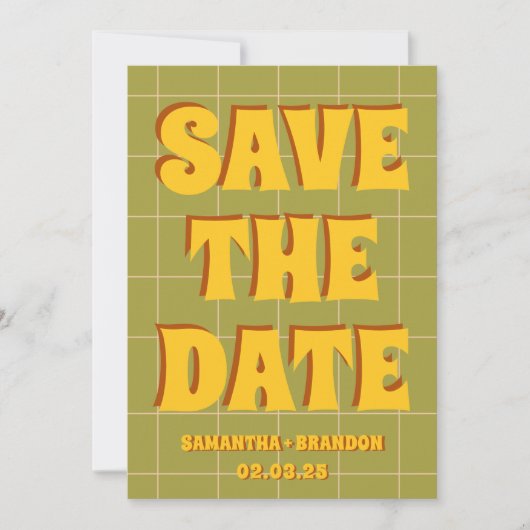 Retro Groovy Vet & Fel Boho Huwelijk Qr Code  Save The Date (Voorkant)