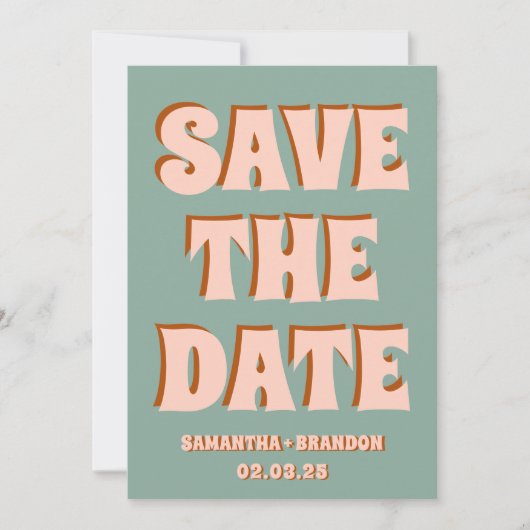 Retro Groovy Vet & Fel Boho Huwelijk Qr Code Save The Date (Voorkant)