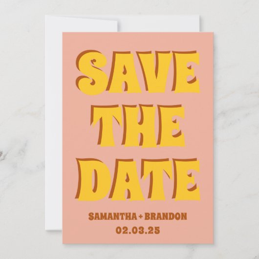 Retro Groovy Vet & Fel Boho Huwelijks Qr Code  Save The Date (Voorkant)