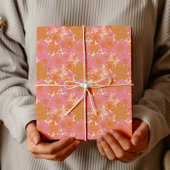 Retro Groovy Vibrant Roze Boho Cadeaupapier