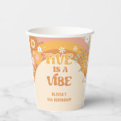 Retro groovy vijf is een vijfde verjaardag papieren bekers (Voorkant)