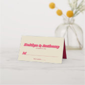 Retro groovy Viva Magenta bruiloft jaren 70 Plaatskaartje (Voorkant)