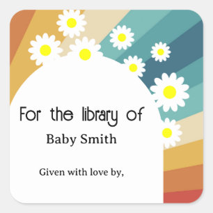 Retro Groovy - Voor de bibliotheek van Vierkante Sticker