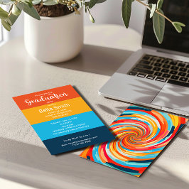 Retro Groovy Vortex Wavy Kleurrijk Afstuderen Kaart