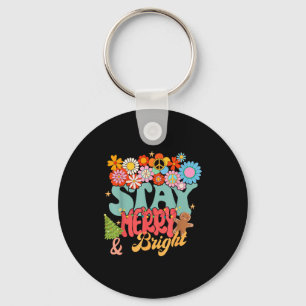 Retro Groovy Vrede Blijf Kerst Mis Merry Helder Hi Sleutelhanger