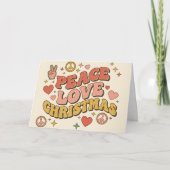 Retro Groovy Vrede Liefde Kerstmis Feestdagen Kaart (Voorkant)