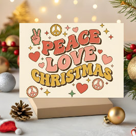 Retro Groovy Vrede Liefde Kerstmis Feestdagen Kaart