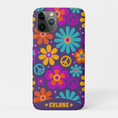 Retro Groovy Vredesbord Bloemen  Hippie Case-Mate iPhone Case (Achterkant)