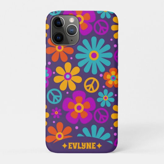 Retro Groovy Vredesbord Bloemen  Hippie Case-Mate iPhone Case (Achterkant)