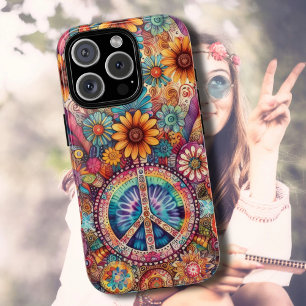 Retro Groovy Vredesteken met Hippie Tie kleurstof iPhone 13 Pro Hoesje